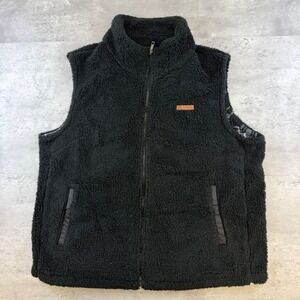 Sage Collective Black Sherpa Fleece Full Zip Vest Plaid Lined Mens Size XL‎